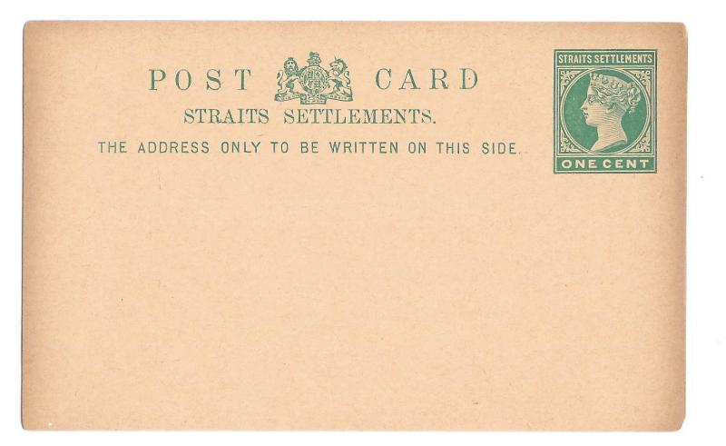 Malaya Straits Settlement Victoria 1 cent Green QV Postal Stationery Card