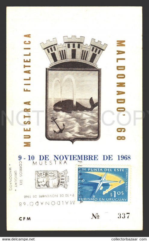 1968 philatelic show Whale marine life card limited cancel postmark  vie mari...