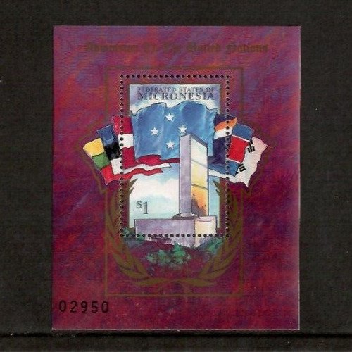 Micronesia 1998 - United Nations Flags - Souvenir Stamp Sheet - Scott #281 - MNH