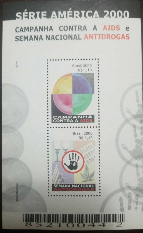 O) 2000 BRAZIL, CAMPAIGN AGAINST AIDS NATIONAL ANTI DRUG WEEK SCT 2755, MNH 