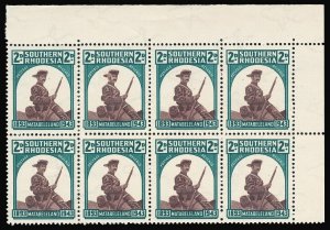 Southern Rhodesia 1943 4d brown & green HAT BRIM RETOUCH variety MNH. SG 61, 61a