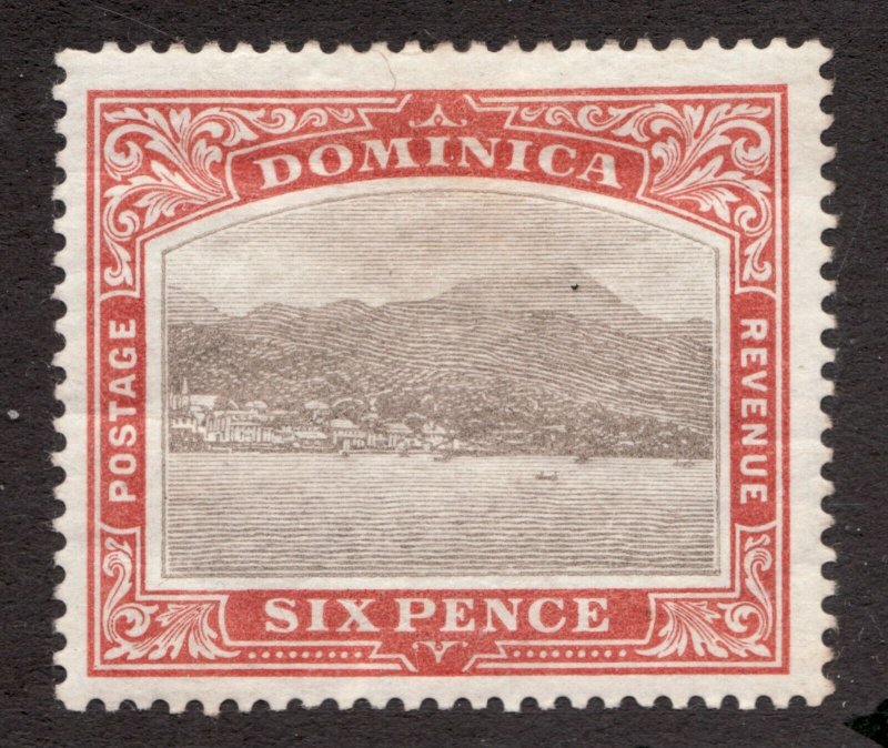 Sc30 - Dominica - c.1903 - Six Pence - MH thin - superfleas - cv$12
