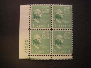 Scott 804, 1c George Washington, PB4 #21825 LL, Prexie MNH Beauty