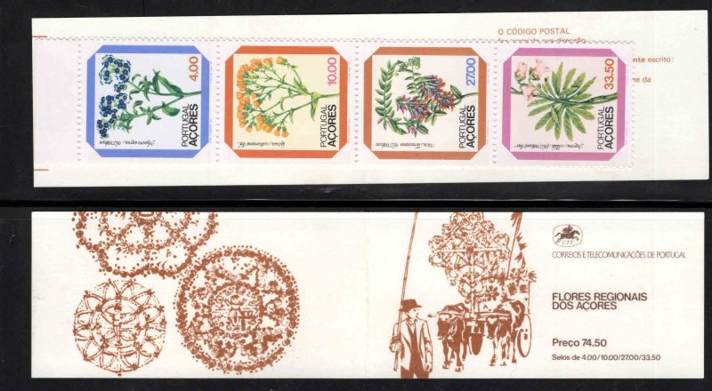 Azores Scott 329-332a MNH** 1982 Flower set Flower Booklet