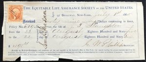 US Used #R10c Single Internal Revenue Bankcheck on Revenue Document 7/1/1865 L23