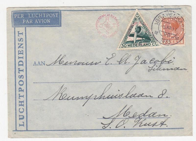 NETHERLANDS, 1933 POSTJAGER Airmail cover to Batavia, Netherlands Indies.