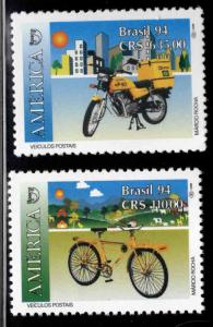 Brazil Scott 2464-2465 bicycle  motorcycle stamp  set 1994