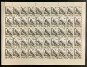 ICELAND #323, 25kr Falcon, Sheet of 50, NH, scarcer and VF, Scott $750.00 