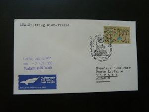 first flight cover Wien UNO to Tirana Albania AUA Austrian Airlines 1993