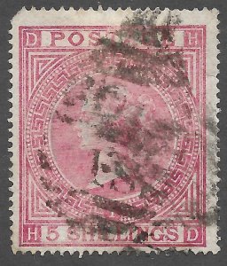 Doyle's_Stamps: Used 1867 Victorian 5-Shilling, Scott #57, cv $900