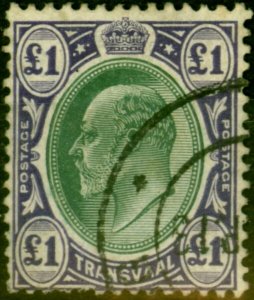Transvaal 1908 £1 Green & Violet SG272 Fine Used (2)