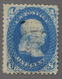 United States #63 Fine/VF Good Blue Color Possible Place Cancel/Double Bullseye