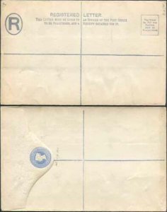 RP14 QV 2d Blue Registered Envelope Size H MINT 