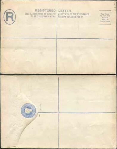 RP14 QV 2d Blue Registered Envelope Size H MINT 