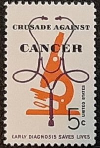 US Scott # 1263; Crusade against Cancer from 1965; MNH, og, VF centering