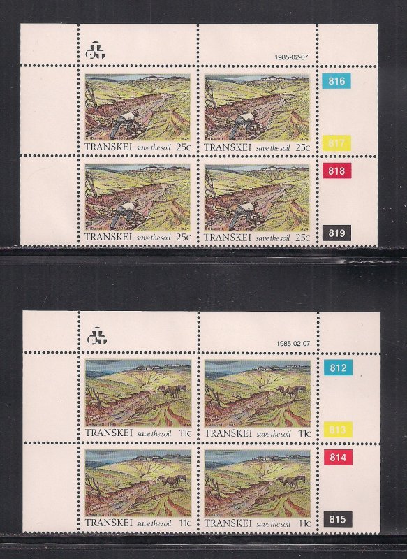 SOUTH AFRICA - TRANSKEI SC# 155-58  4 CONTROL BKS/4 #815-24   FVF/MNH  1985