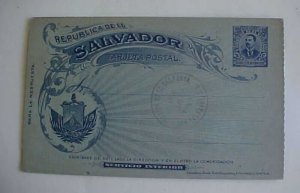 EL SALVADOR 1897 B/S GERMANY DOUBLE CARD NY TRANSIT