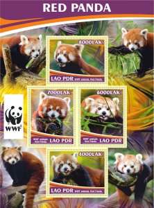 Stamps. Fauna.WWF. Red Panda 2021 year 1+1 sheets perf Laos