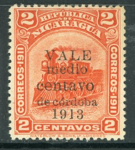 Nicaragua 1912 Bluefields Waterlow Train ½¢/2¢ Vermillion Scott 325 MNH W935