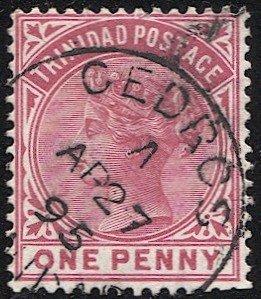 TRINIDAD 1883  Sc 69  1d  Used, CEDROS postmark/cancel