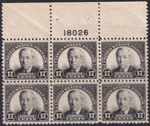 #623 Mint NH, VF, Plate number block of 6 (CV $325) (CV $19 - ID30670) - Jose...