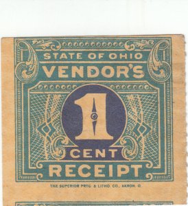 Ohio Prepaid Sales Tax Stamps - 1935 - 1c Vendor Receipt - Superior Litho