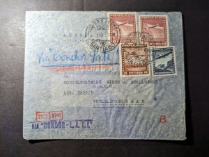 1941 Chile Airmail Cover Santiago to Voelklngen Saar Germany via Condor LATI