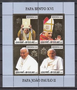 Guinea Bissau, 2005 issue. Pope John Paul II, GOLD Foil  sheet of 4.