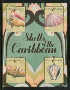 Antigua & Barbuda 2011 Sea Shells Marine Life Sc 3148 Sheetlet of 4 MNH # 8032