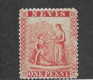 Nevis Sc # 14A  1p red OG VF