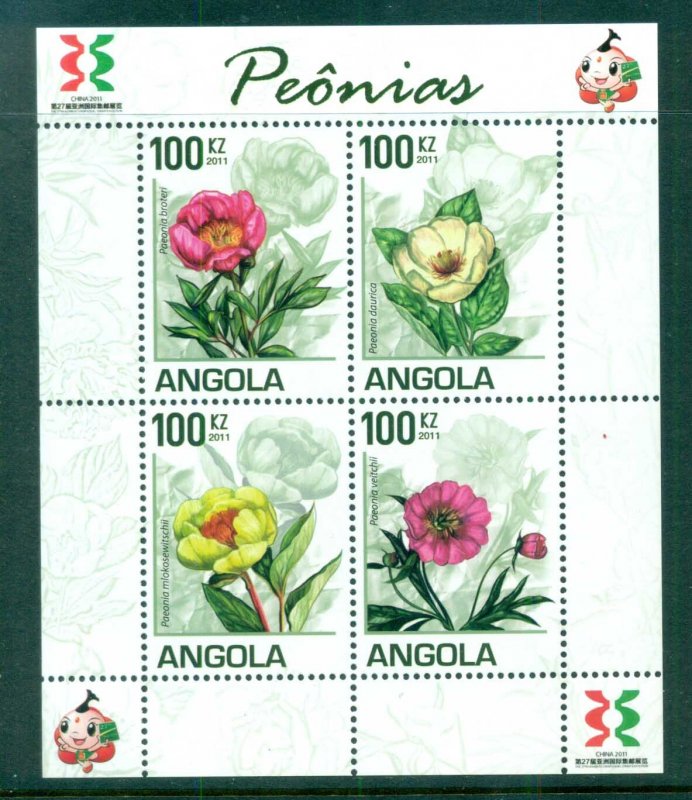 Angola 2011 Flora, Flower, Plant,Peonies MS MUH AN002