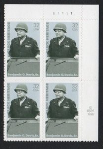 ALLY'S STAMPS US Plate Block Scott #3121 32c Benjamin O. Davis [4] MNH [STK]