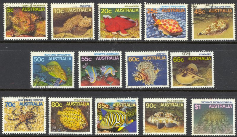 Australia Sc# 904-920 (Assorted) Used 1984-1986 5c-$1 Marine Life