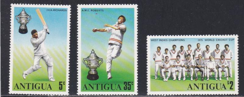 Antigua # 402-404, West Indies Cricket Champs, NH 1/2 Cat.