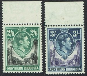 NORTHERN RHODESIA 1938 KGVI GIRAFFE AND ELEPHANTS 2/6 AND 3/- MNH **