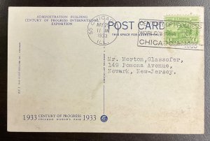 728 Unknown Colorized Postcard Cachet 1933 Century of Progress FDC   P-37a