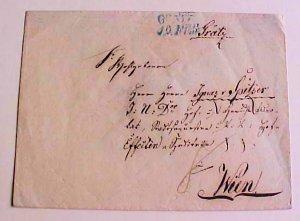 GERMAN GRATZ FRANCO CIRCA 1840 B/S  WIEN  STAMPLESS