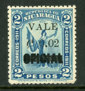 Nicaragua 1914 Liberty Overprint 2¢/2 Peso Miint M488