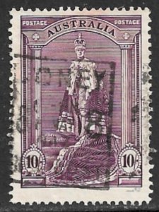 AUSTRALIA 1937-46 10sh KGVI in Coronation Robes Issue Sc 178 VFU