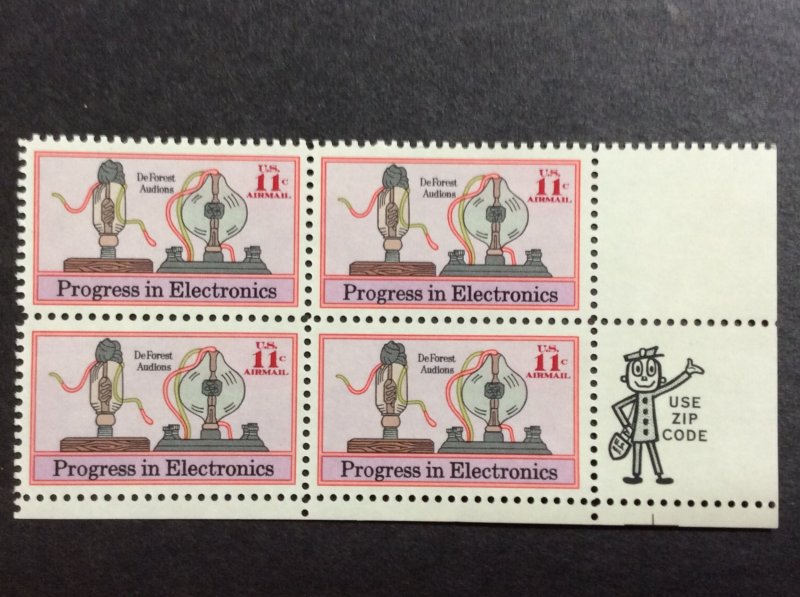 U.S.#C86 Progress in Electronics 11c, Zip Block of 4, MNH.