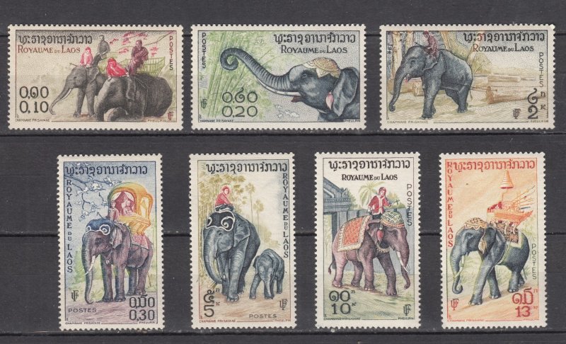 J43589 JL Stamps1958 asia laos set mvlh #41-7 elephants