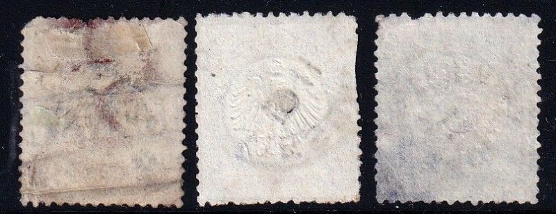 Germany 1872-1874 - Imperial Eagle - Faulty group of 3 stamps used # 18,20,27
