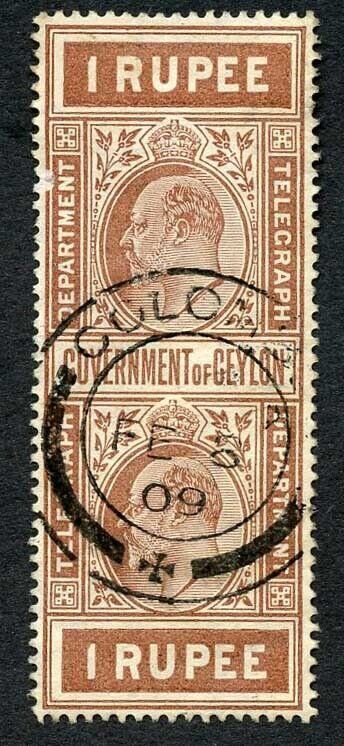 Ceylon Telegraph SGT174 1r Whole Stamp