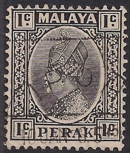 Perak Malaya 1935 - 37 KGV 1ct Black used SG 88 ( B1245 )