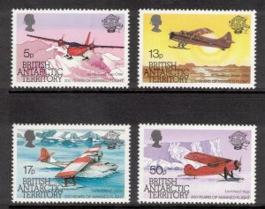BRITISH ANTARCTIC 1983 Manned Flight Bicentenary; Scott 117-20, SG 119-22; MNH
