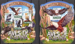 Mozambique 2015 Birds Raptors Sheet + S/S MNH