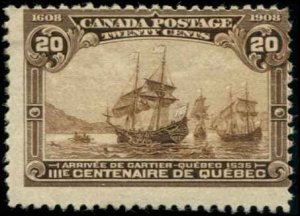 Canada SC# 103 Quebec Tercentenary  20c MH Disturbed gum SCV $250.00