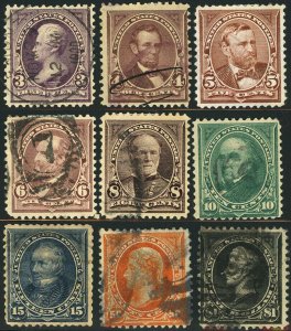 USA #268-276 Postage Stamp Collection 1895 Used