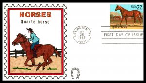 #2155 Quarter Horse Horses-HORSESHOE HAND PAINTED CACHET