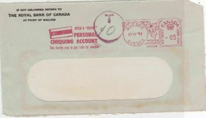 Canada 1958 The Royal Bank of Canada Quebec Cancel Stamps Cover FRONT R 17682